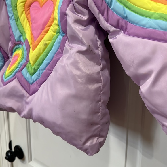 LOLA + THE BOYS GIRLS RAINBOW HEART PUFFER JACKET SIZE 10 - Picture 15 of 16